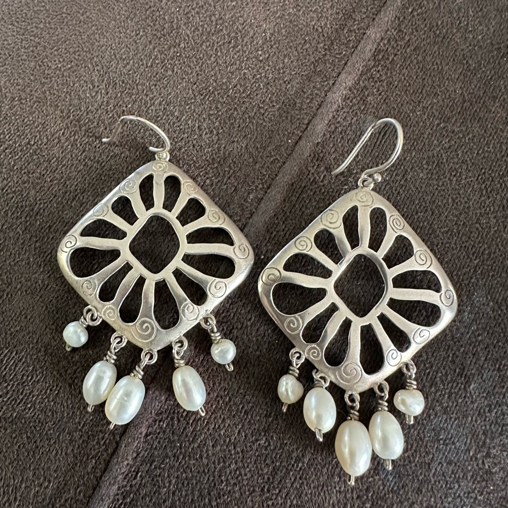 Silpada Silver and White Chandelier Earrings